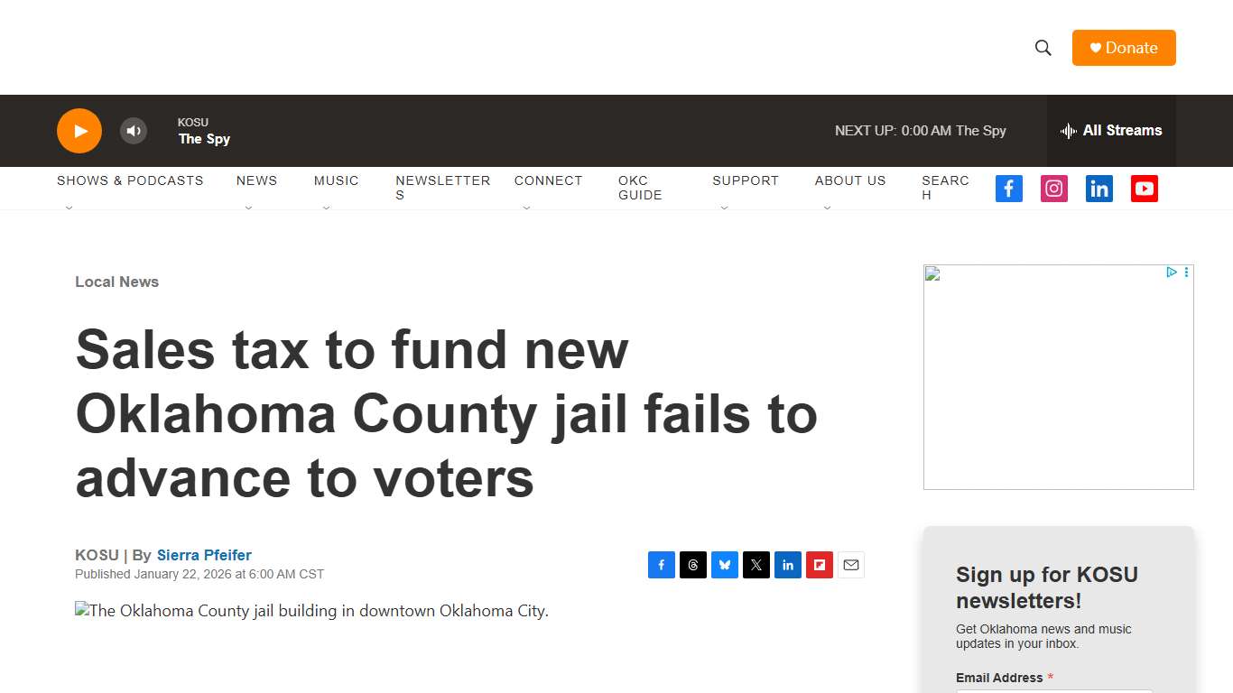 Sales tax to fund new Oklahoma County jail fails to advance to voters KOSU